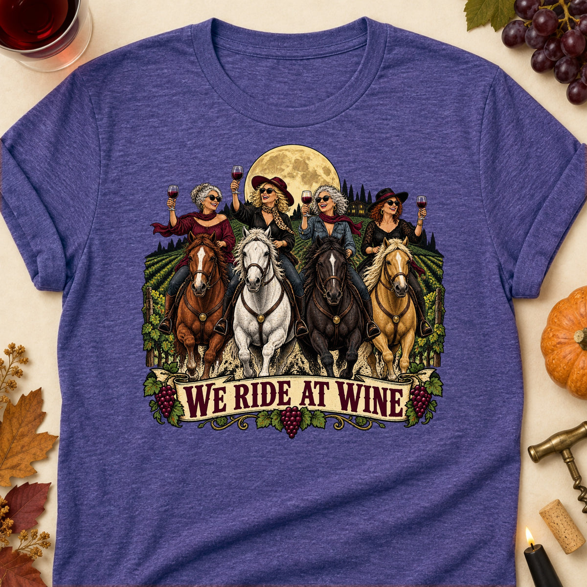 We Ride At Wine Colored Print T-Shirt - Heather Purple - Brooke & Belle