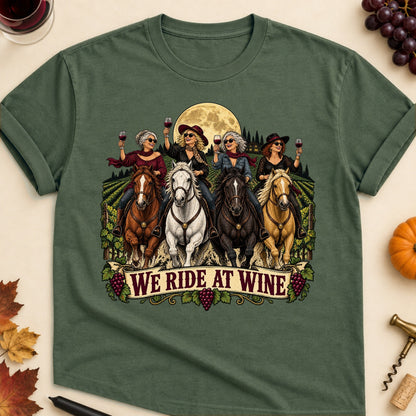 We Ride At Wine Colored Print T-Shirt - Military Green - Brooke & Belle