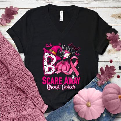 Boo Scare Away Breast Cancer V-Neck Colored Edition - Brooke & Belle