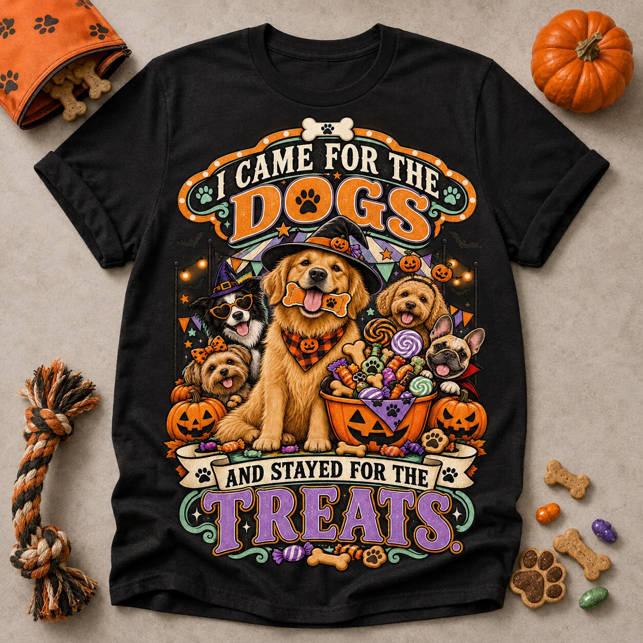 Stayed For The Treats T-shirt - Black - Brooke & Belle