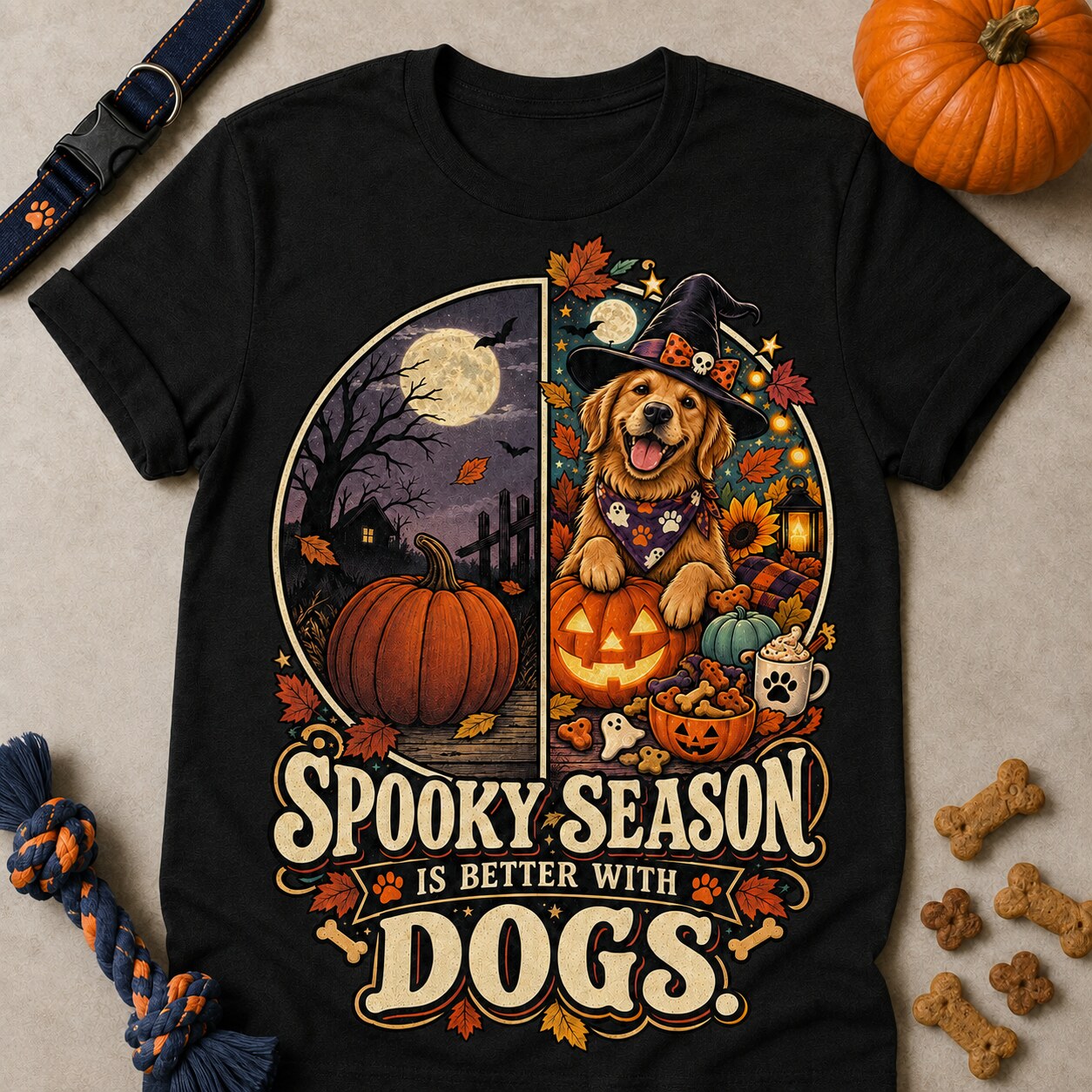 Spooky Season Dogs T-shirt - Black - Brooke & Belle