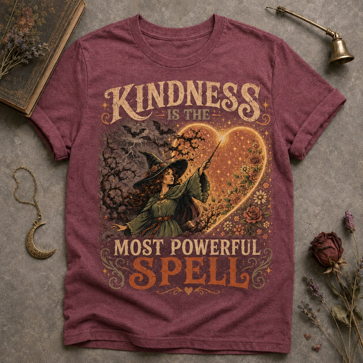 Most Powerful Spell T-shirt - Heather Maroon - Brooke & Belle