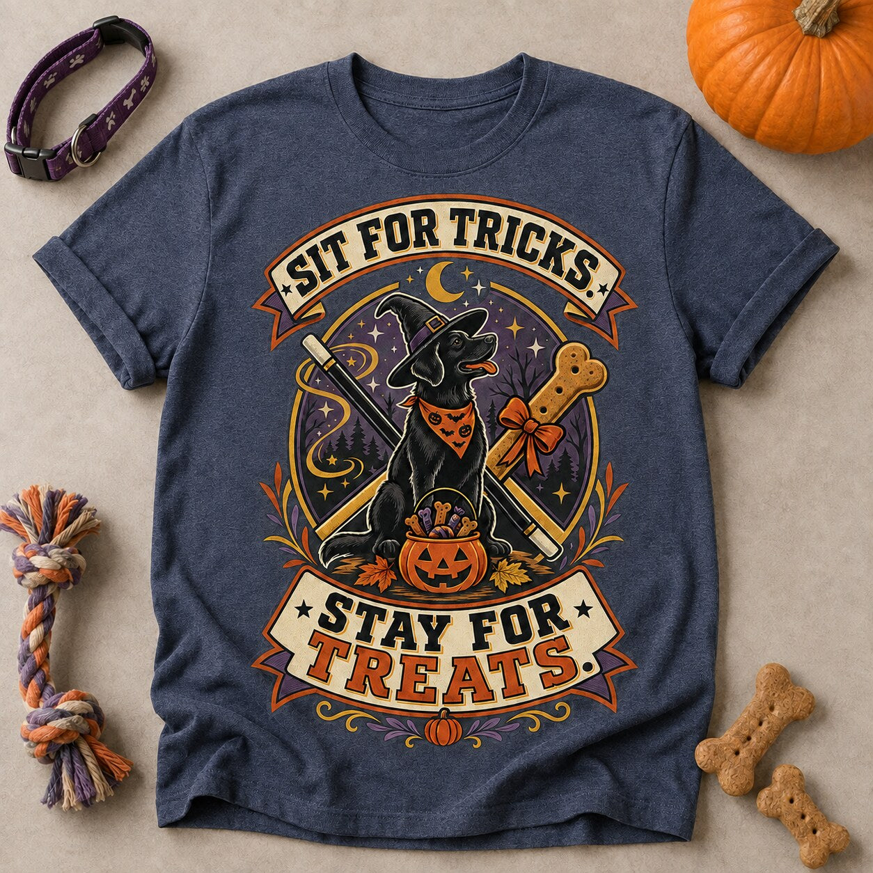 Sit For Tricks T-shirt - Heather Navy - Brooke & Belle