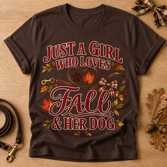 Girl Loves Fall Dog T-shirt - Dark Chocolate - Brooke & Belle