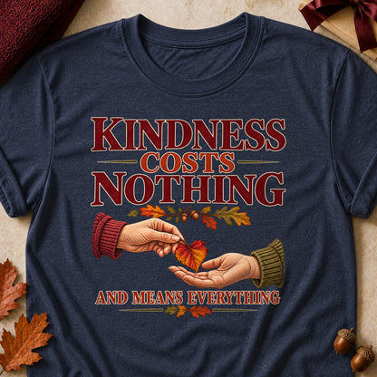 Kindness Costs Nothing And Means Everything Fall Colored Print T-Shirt - Heather Navy - Brooke & Belle