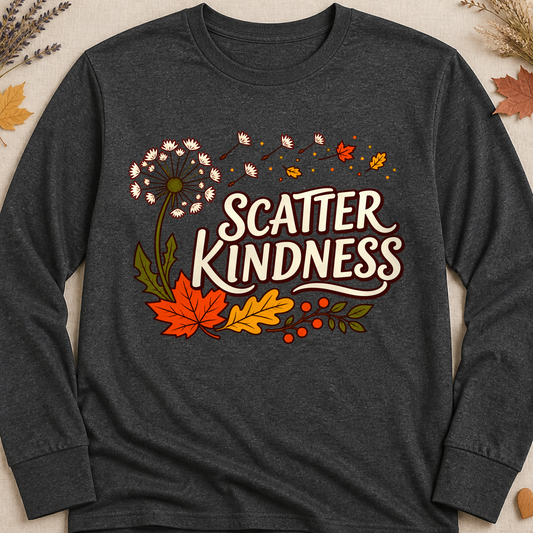Scatter Kindness Fall Colored Print Long Sleeves - Charcoal - Brooke & Belle