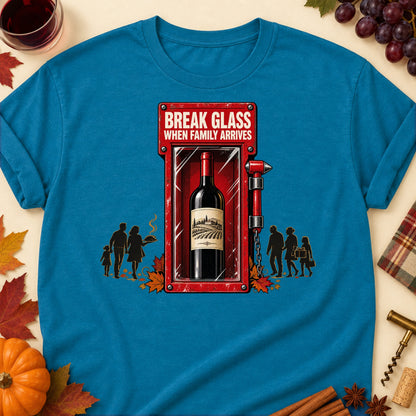 Break Glass When Family Arrives Colored Print T-Shirt - Antique Sapphire - Brooke & Belle