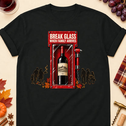 Break Glass When Family Arrives Colored Print T-Shirt - Black - Brooke & Belle