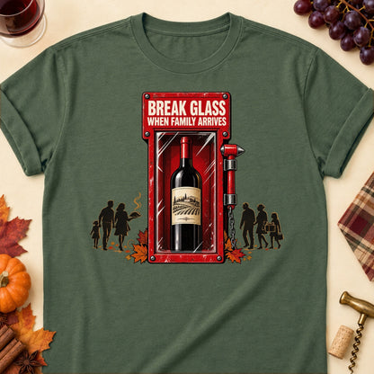Break Glass When Family Arrives Colored Print T-Shirt - Military Green - Brooke & Belle