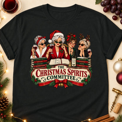 The Christmas Spirits Committee Colored Print T-Shirt - Black - Brooke & Belle