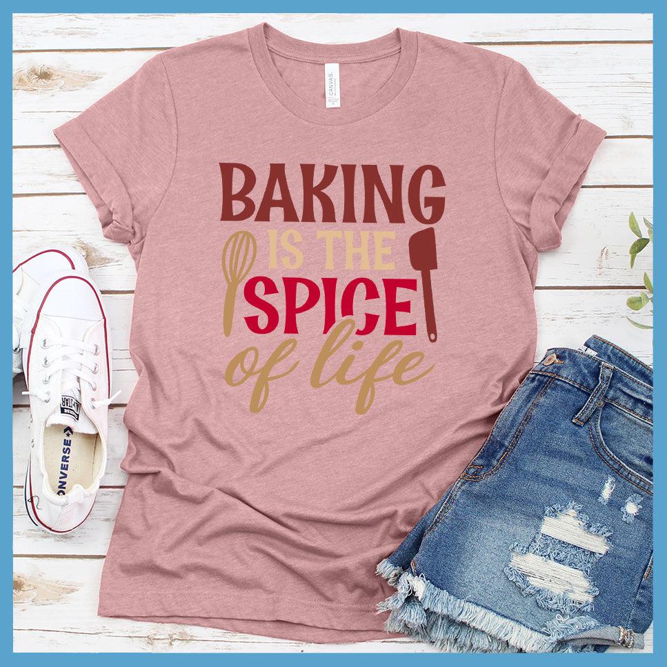 Baking Is The Spice Of Life T-Shirt Colored Edition Orchid - Graphic tee with 'Baking Is The Spice of Life' print for kitchen enthusiasts and casual fashion