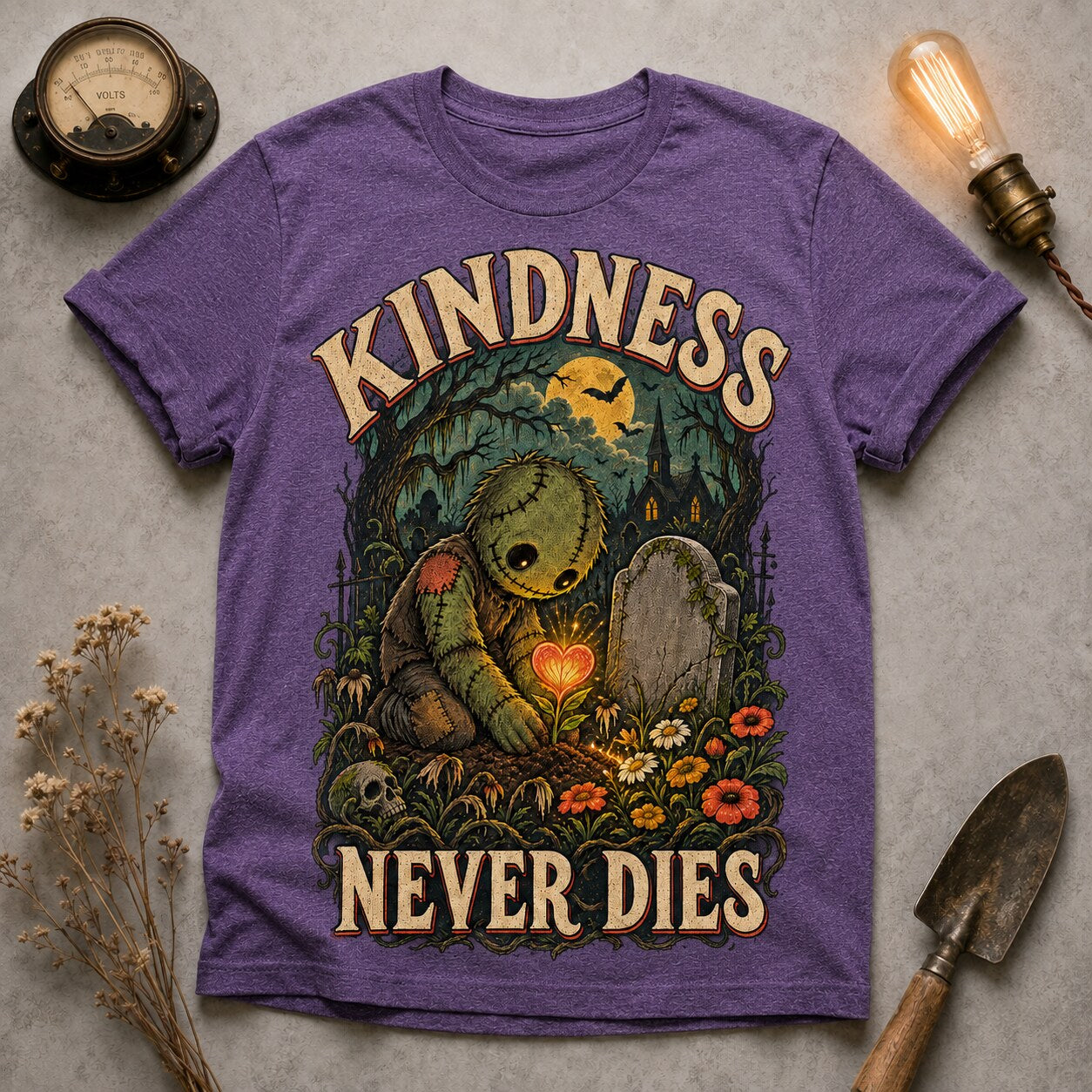 Kindness Never Dies T-shirt - Heather Purple - Brooke & Belle