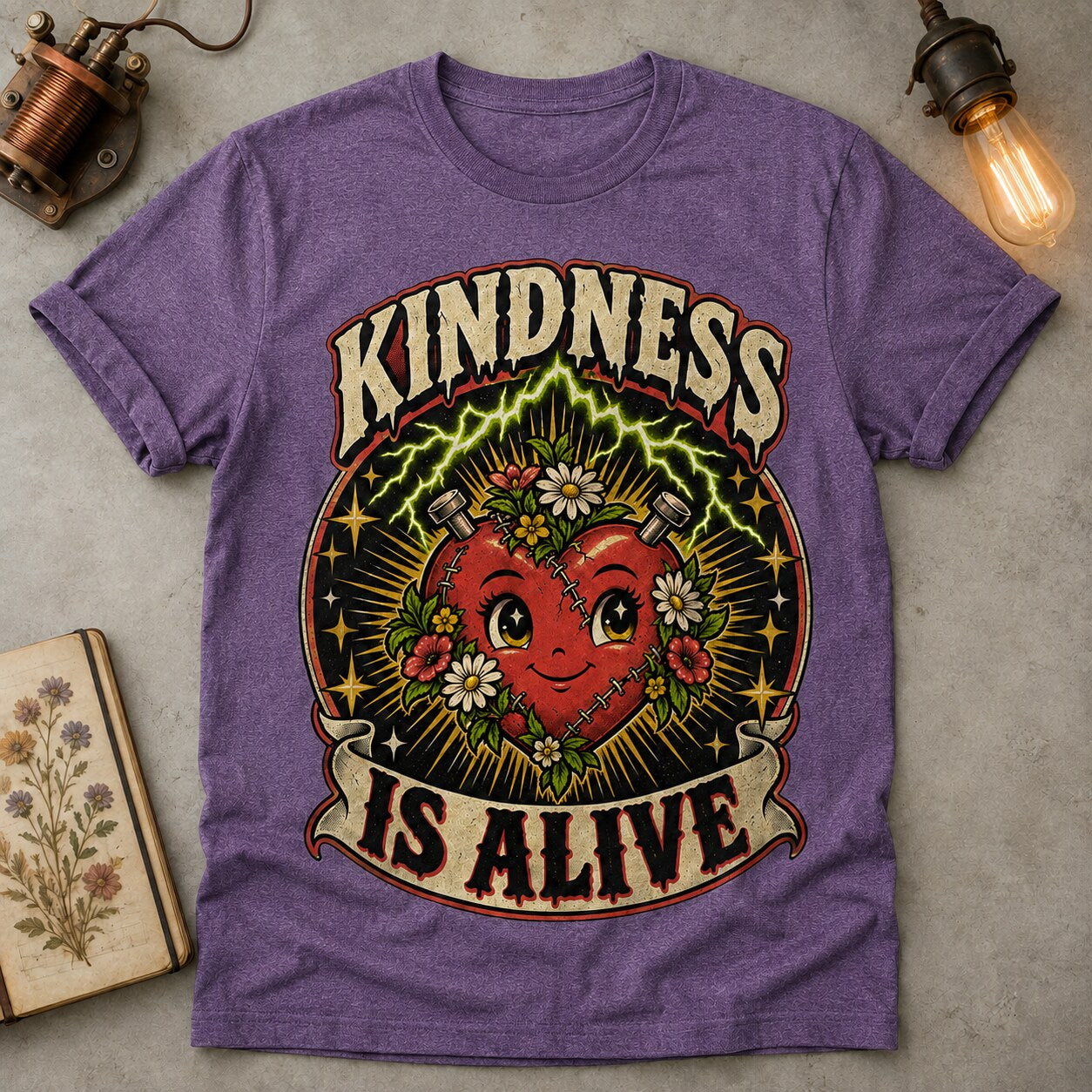 Kindness Is Alive T-shirt - Heather Purple - Brooke & Belle