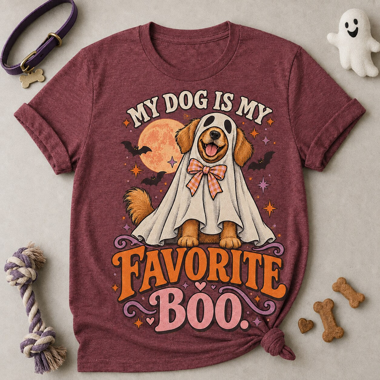 My Favorite Boo T-shirt - Heather Maroon - Brooke & Belle