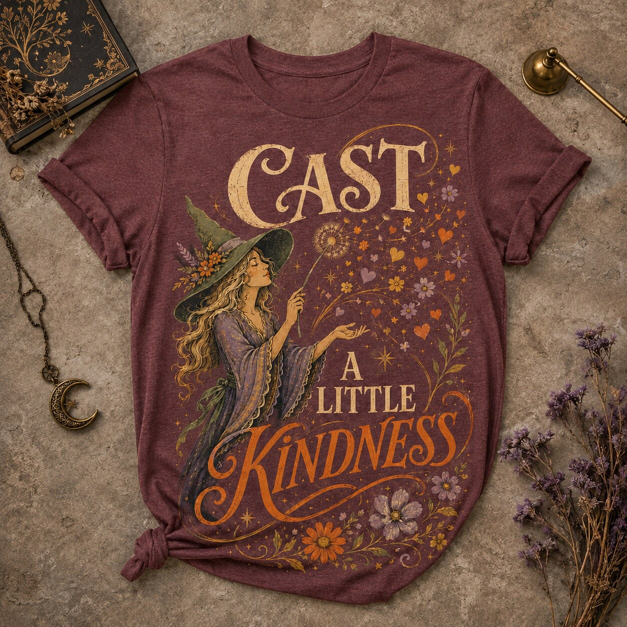 Cast A Little Kindness T-shirt - Heather Maroon - Brooke & Belle