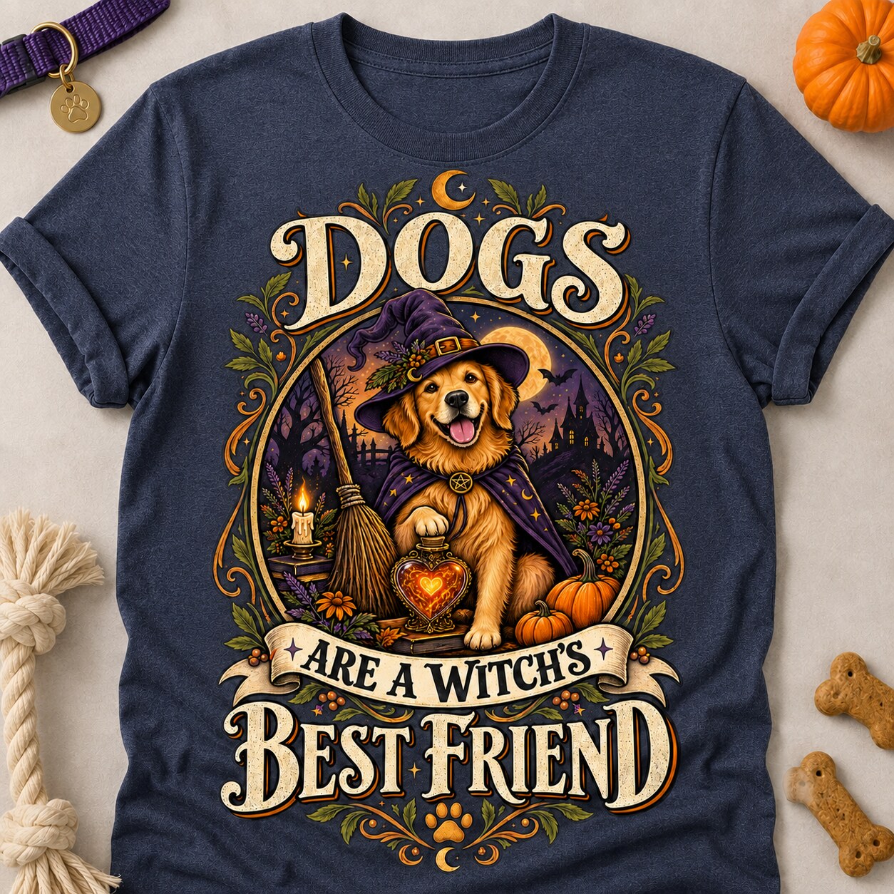 Witch's Best Friend T-shirt - Heather Navy - Brooke & Belle