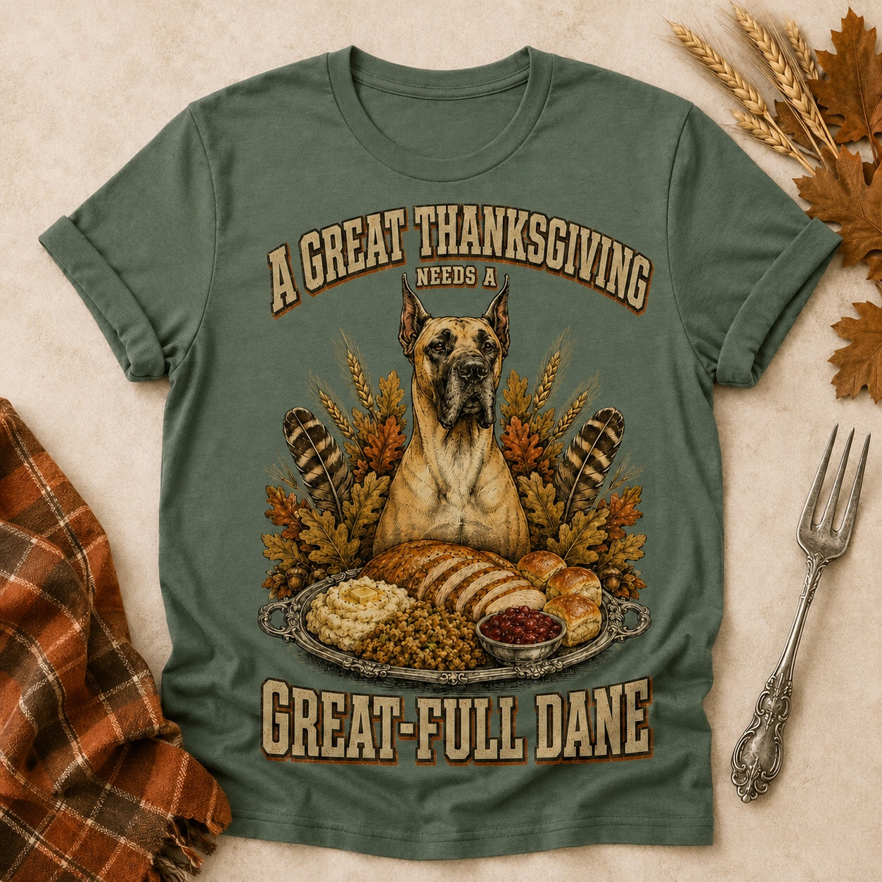 Great-Full Dane T-shirt - Military Green - Brooke & Belle