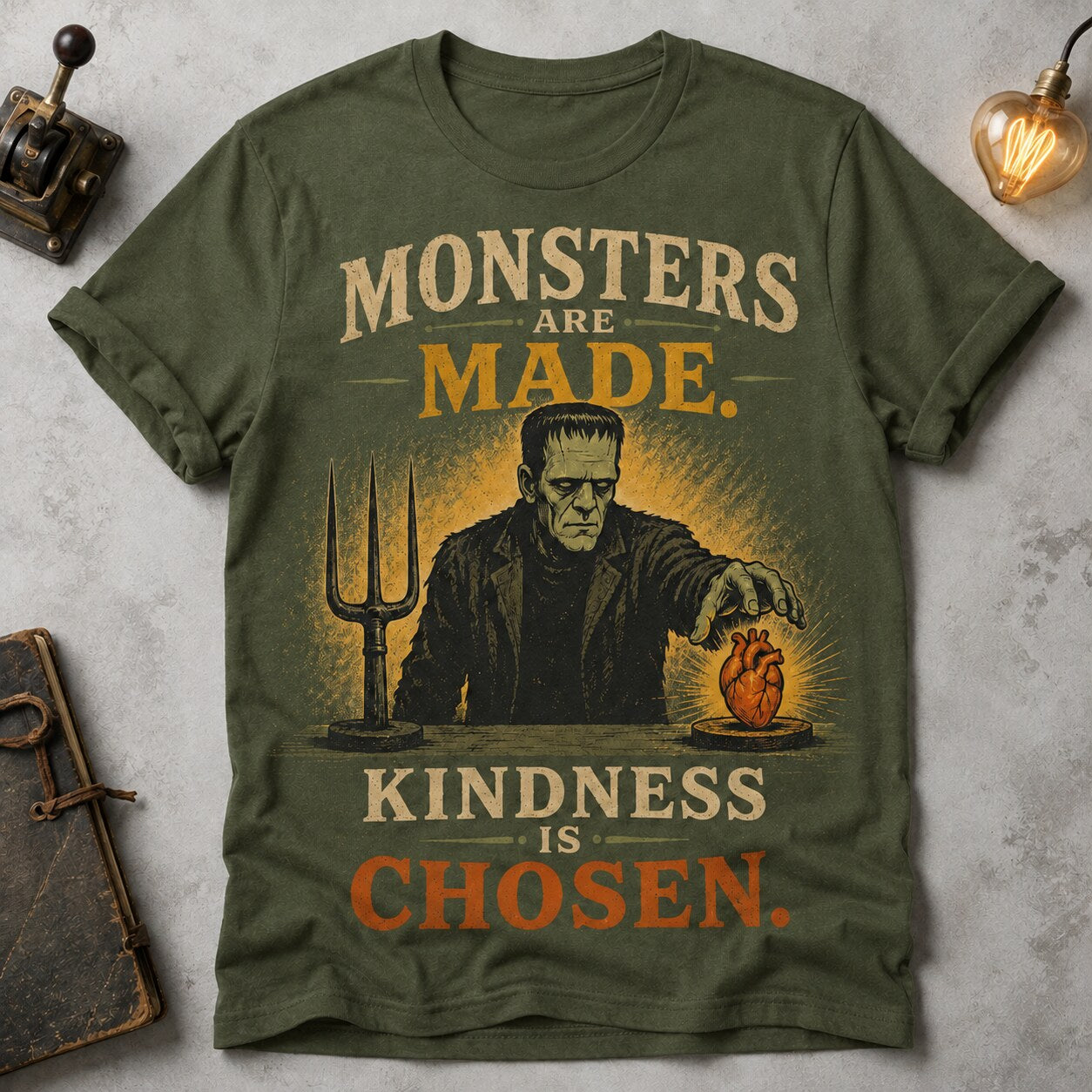 Monsters Are Made T-shirt - Military Green - Brooke & Belle
