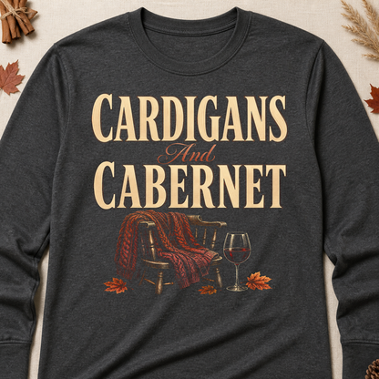 Cardigans And Cabernet Fall Colored Print Long Sleeves - Charcoal - Brooke & Belle