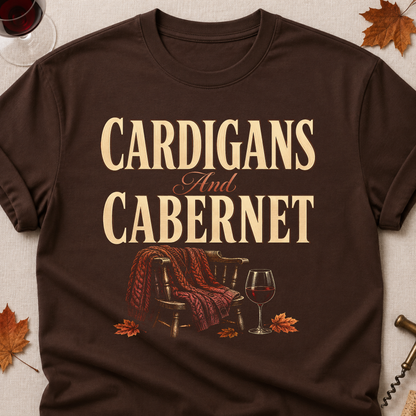 Cardigans And Cabernet Fall Colored Print T-Shirt - Dark Chocolate - Brooke & Belle
