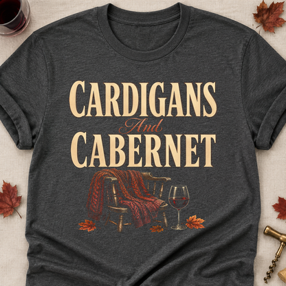 Cardigans And Cabernet Fall Colored Print T-Shirt - Dark Heather - Brooke & Belle