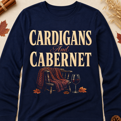 Cardigans And Cabernet Fall Colored Print Long Sleeves - Navy - Brooke & Belle