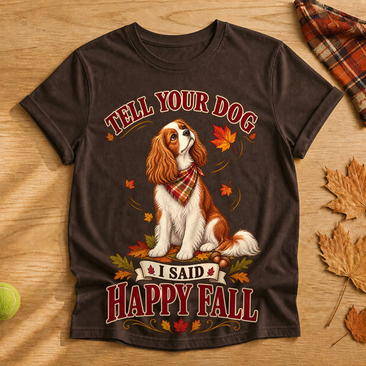 Tell Your Dog Happy Fall T-shirt - Dark Chocolate - Brooke & Belle
