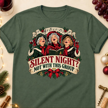 Silent Night? Not With This Group Colored Print T-Shirt - Military Green - Brooke & Belle