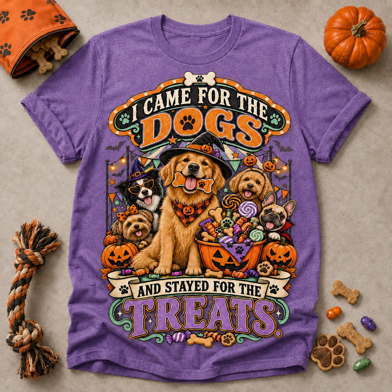 Stayed For The Treats T-shirt - Heather Purple - Brooke & Belle