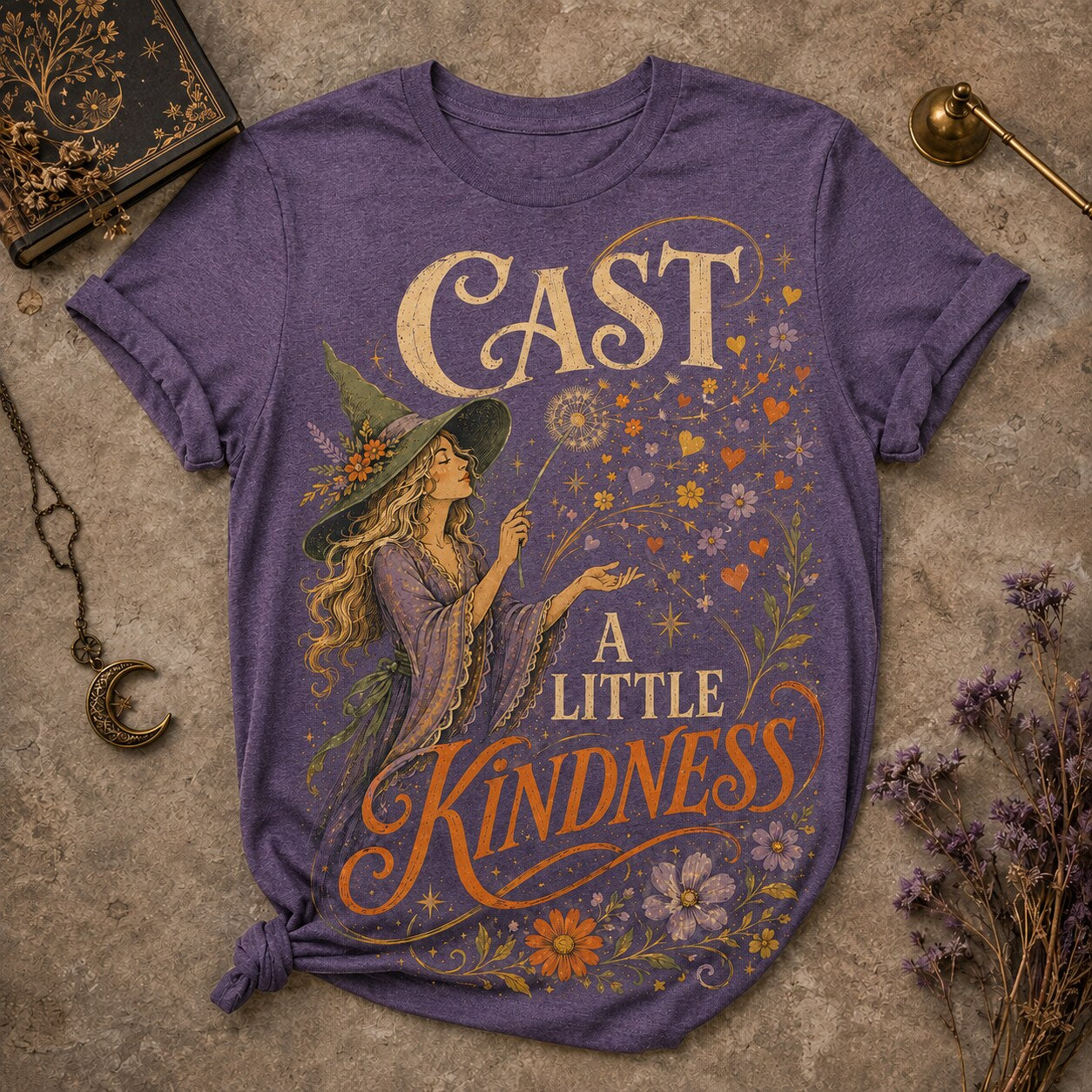 Cast A Little Kindness T-shirt - Heather Purple - Brooke & Belle
