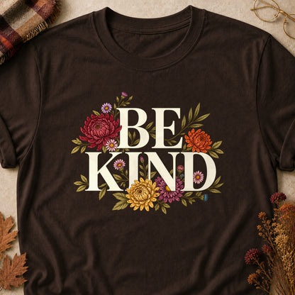 Be Kind Fall Colored Print T-Shirt - Dark Chocolate - Brooke & Belle