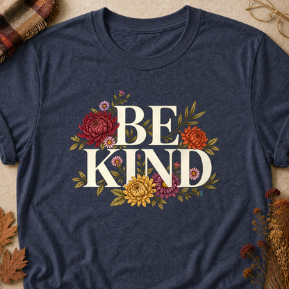 Be Kind Fall Colored Print T-Shirt - Heather Navy - Brooke & Belle