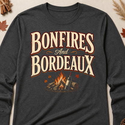 Bonfires And Bordeaux Fall Colored Print Long Sleeves - Charcoal - Brooke & Belle
