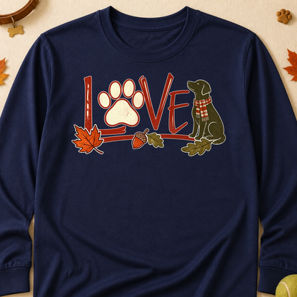 Love Paw Fall Colored Print Long Sleeves - Navy - Brooke & Belle