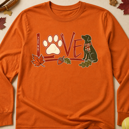 Love Paw Fall Colored Print Long Sleeves - Texas Orange - Brooke & Belle