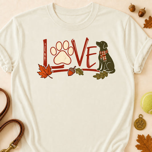 Love Paw Fall Colored Print T-Shirt