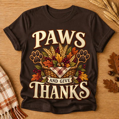 Paws Give Thanks T-shirt - Dark Chocolate - Brooke & Belle