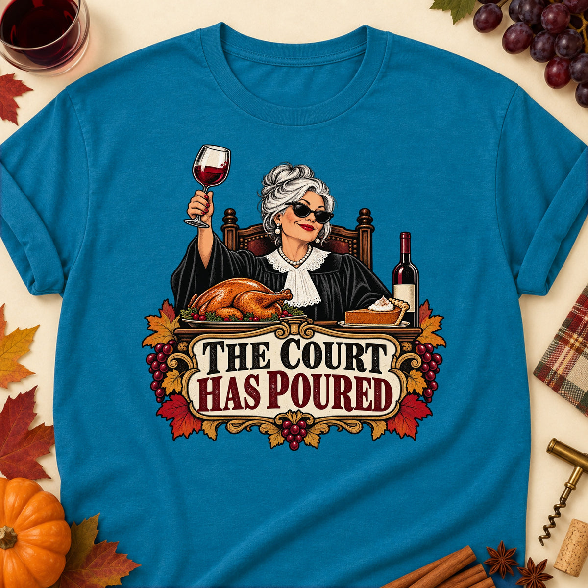 The Court Has Poured Colored Print T-Shirt - Antique Sapphire - Brooke & Belle