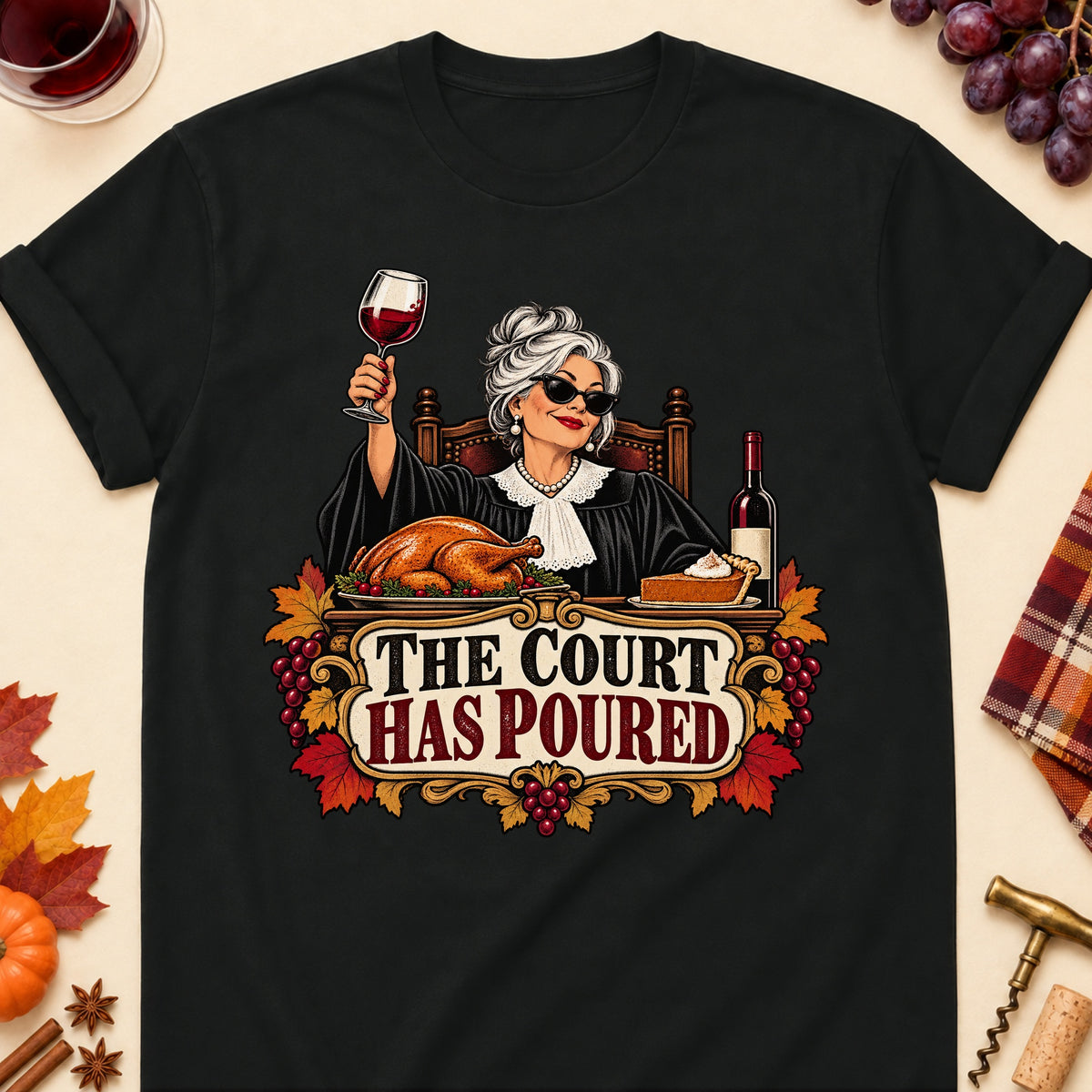 The Court Has Poured Colored Print T-Shirt - Black - Brooke & Belle