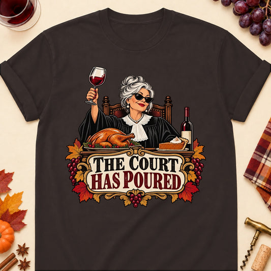 The Court Has Poured Colored Print T-Shirt - Dark Chocolate - Brooke & Belle