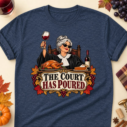 The Court Has Poured Colored Print T-Shirt - Heather Navy - Brooke & Belle