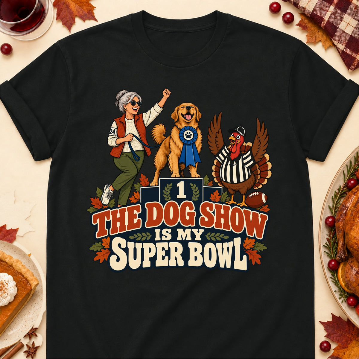The Dog Show Is My Super Bowl Thanksgiving Dog Mom T-Shirt in Black