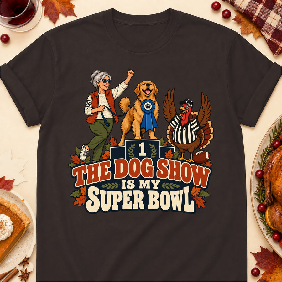 The Dog Show Is My Super Bowl Colored Print T-Shirt