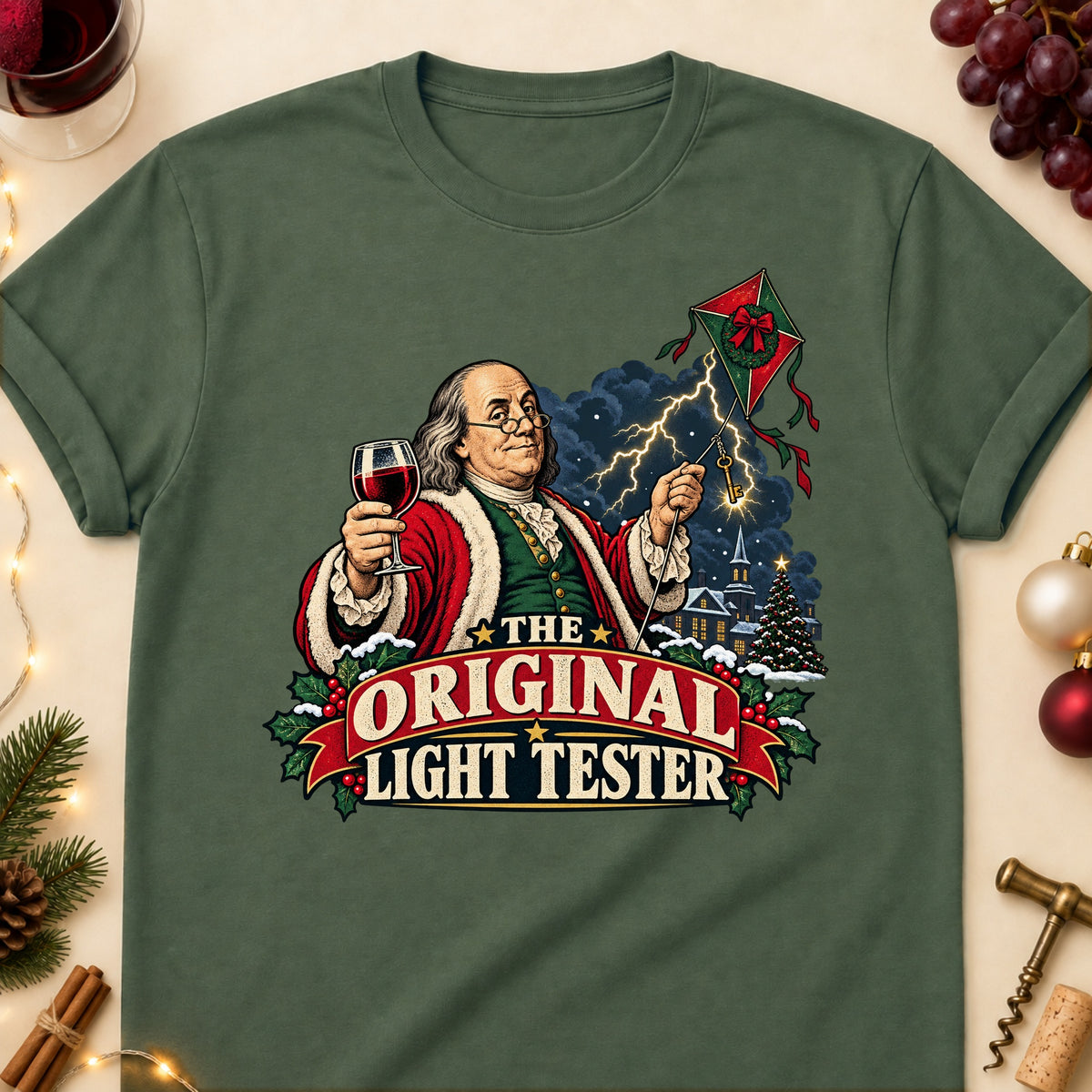 The Original Light Tester Colored Print T-Shirt - Military Green - Brooke & Belle