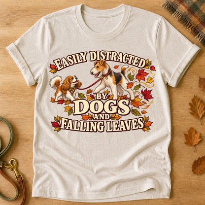 Distracted Dogs Leaves T-shirt - Heather Oatmeal - Brooke & Belle