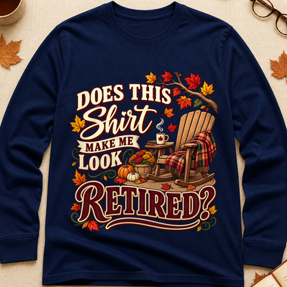 Does This Make Me Look Retired Fall Colored Print Long Sleeves - Navy - Brooke & Belle