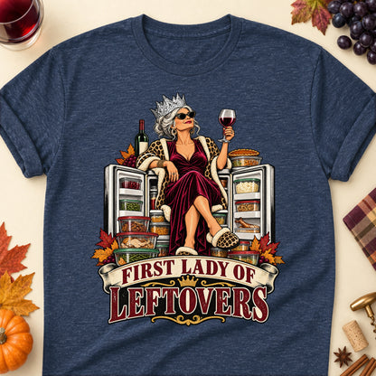 First Lady Of Leftovers Colored Print T-Shirt - Heather Navy - Brooke & Belle