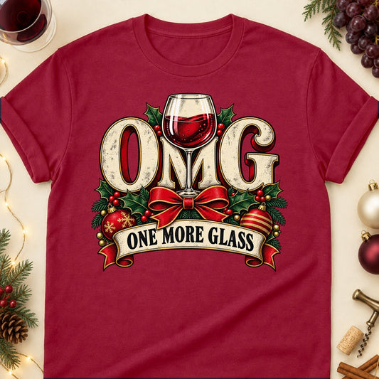 OMG One More Glass Colored Print T-Shirt - Cardinal Red - Brooke & Belle