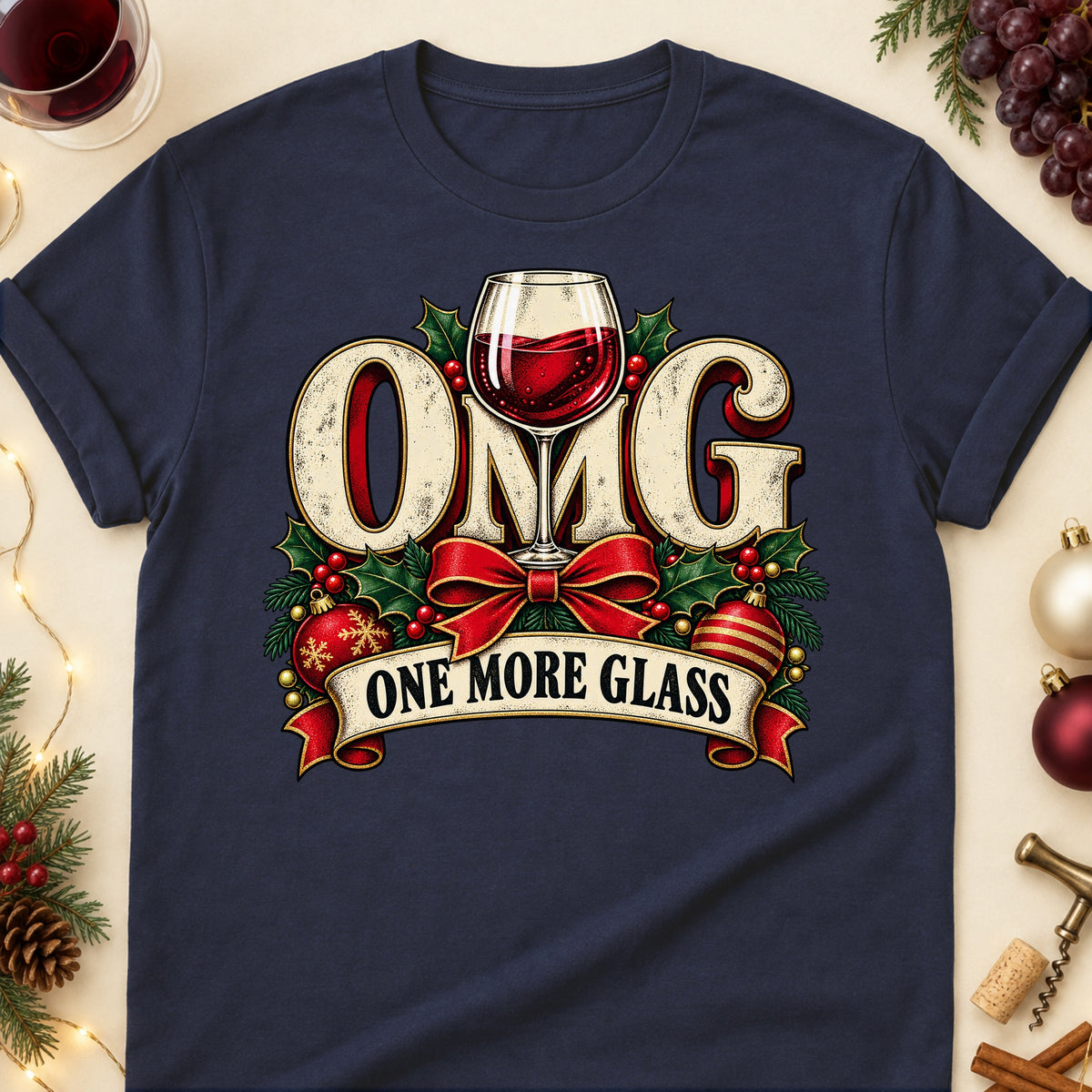 OMG One More Glass Colored Print T-Shirt - Navy - Brooke & Belle
