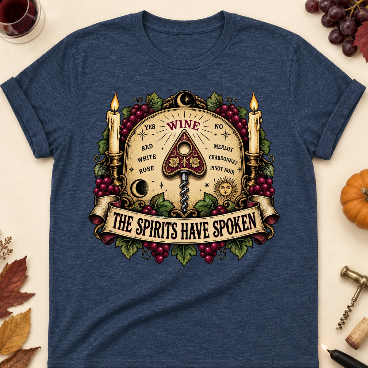 The Spirits Have Spoken Colored Print T-Shirt - Heather Navy - Brooke & Belle